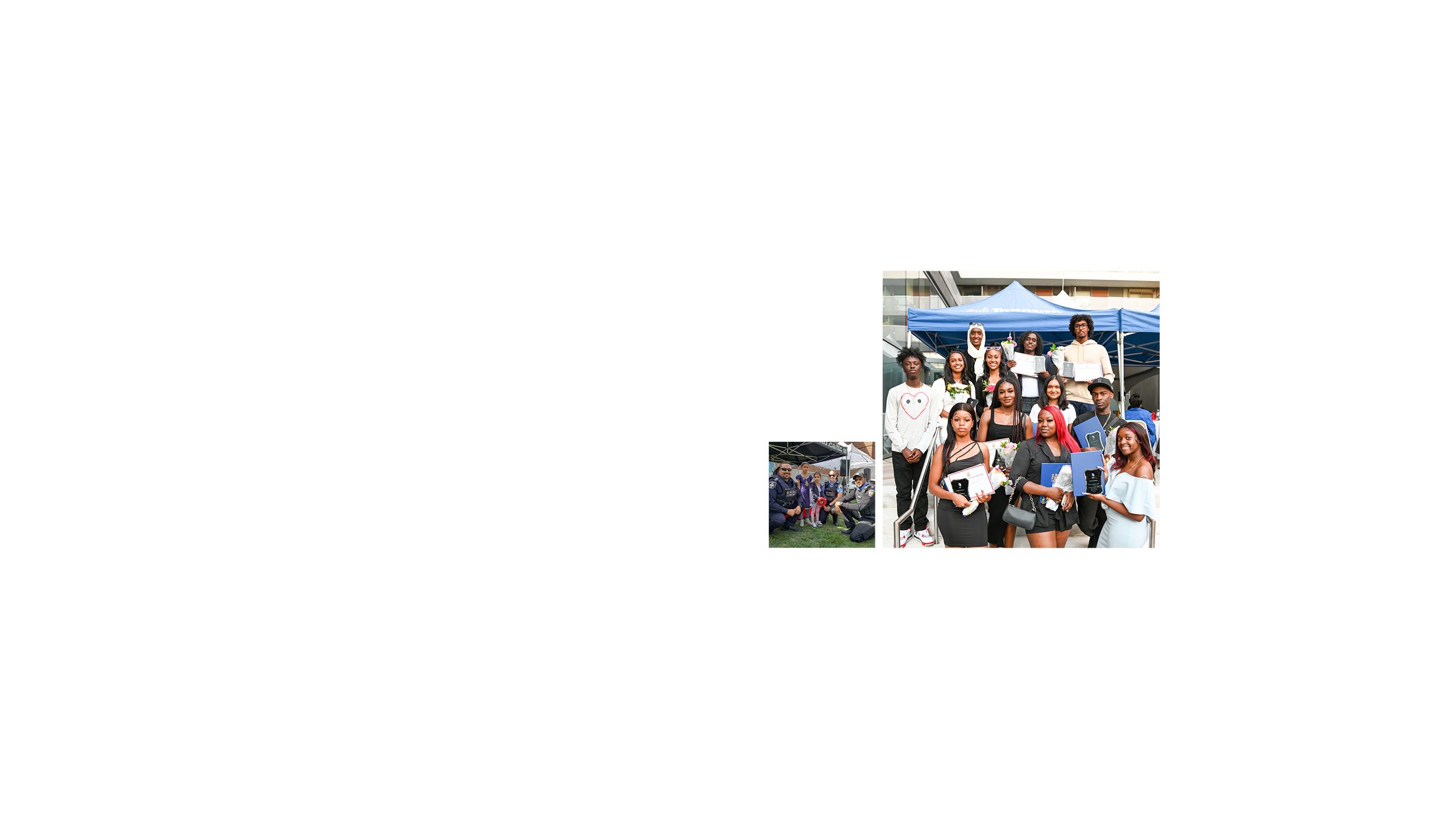 Photos of groups of people posing for a photo